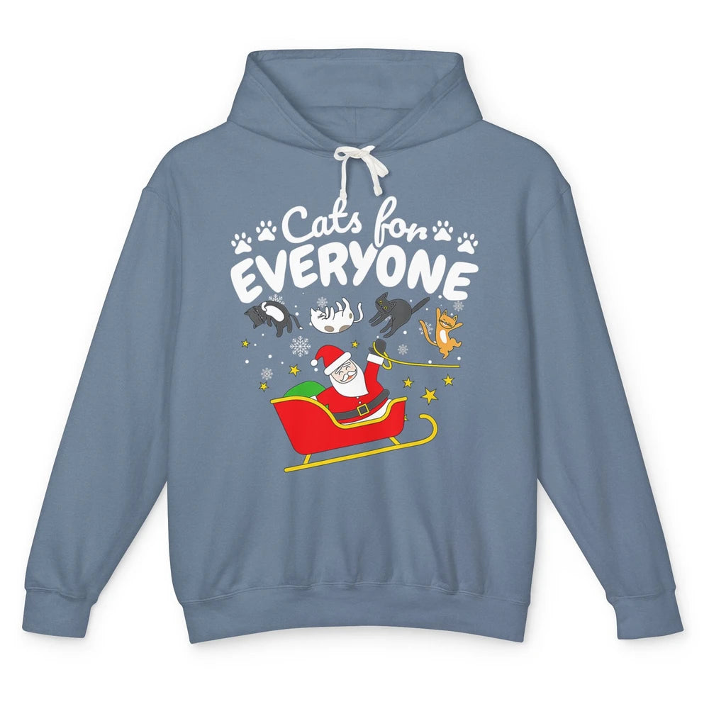 Merry Christmas Funny Cat For Everyone Santa Claus Reindeer Unisex Lightweight Hoodie