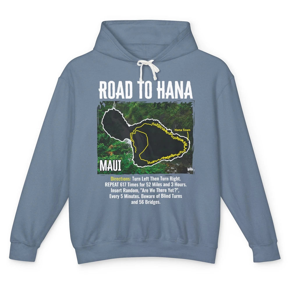 Road To Hana Map Maui Island Surfing Hawaiian Beach Summer Unisex Lightweight Hoodie