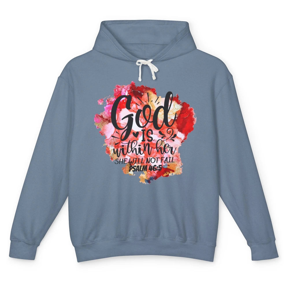 Christian God's Within Her She Will Not Fail Bible Religious Unisex Lightweight Hoodie