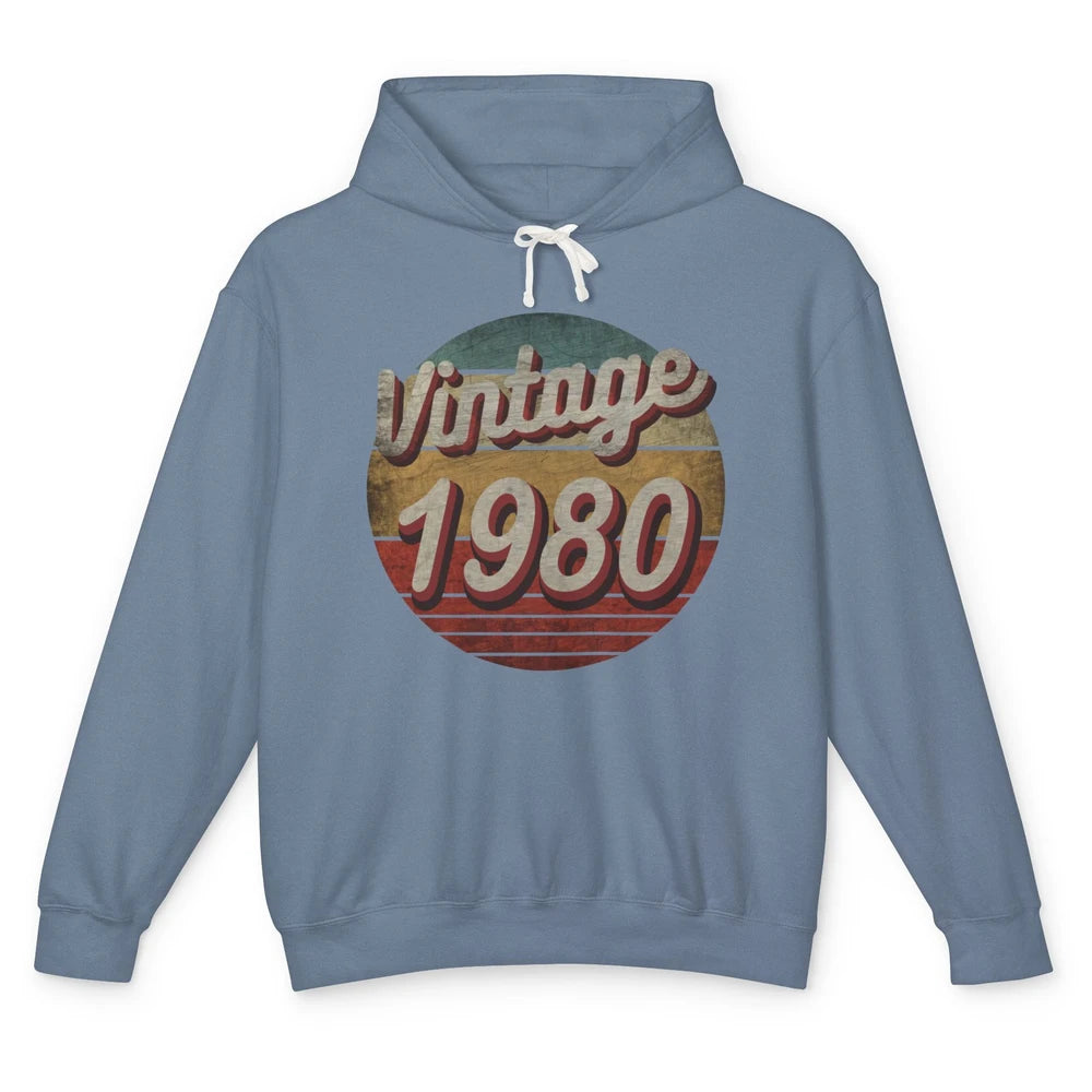 Retro Vintage 1980 Men Women Birthday Gift Born In 1980s Unisex Lightweight Hoodie