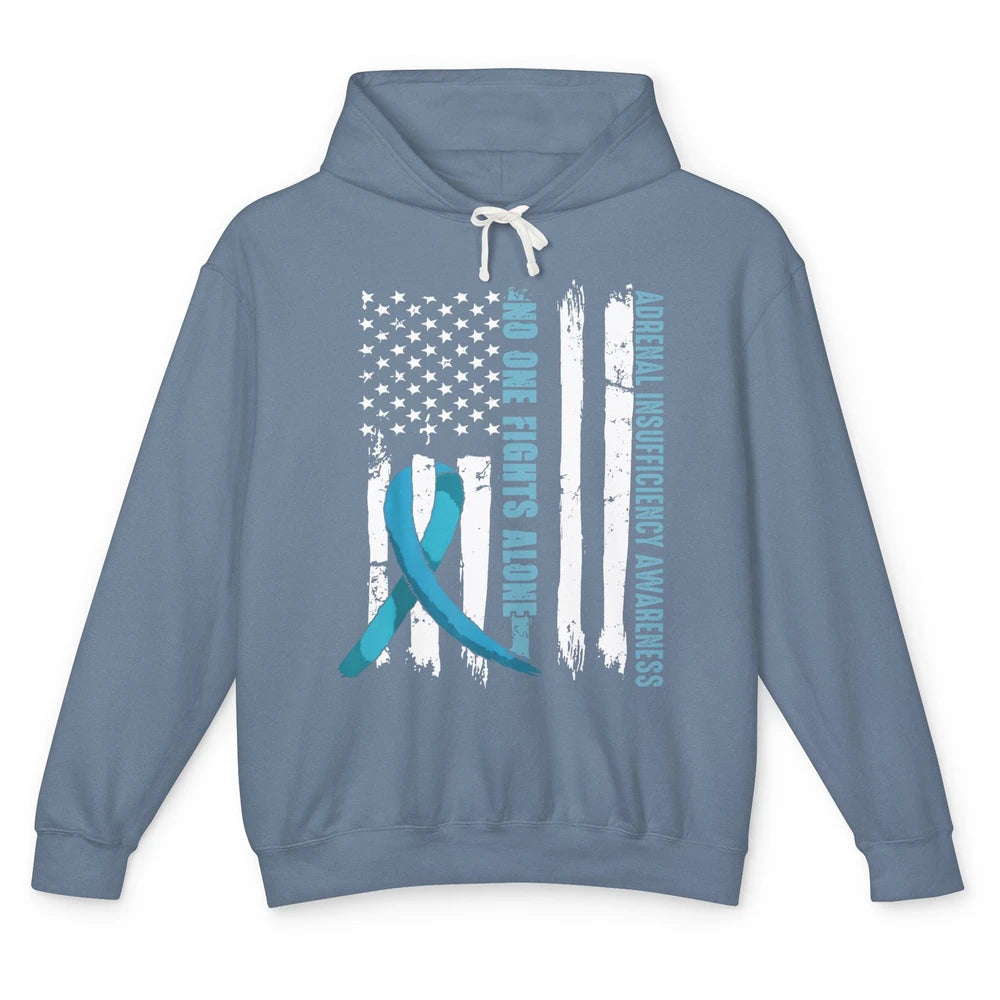 Adrenal Insufficiency Awareness No One Fight Alone US Flag Unisex Lightweight Hoodie