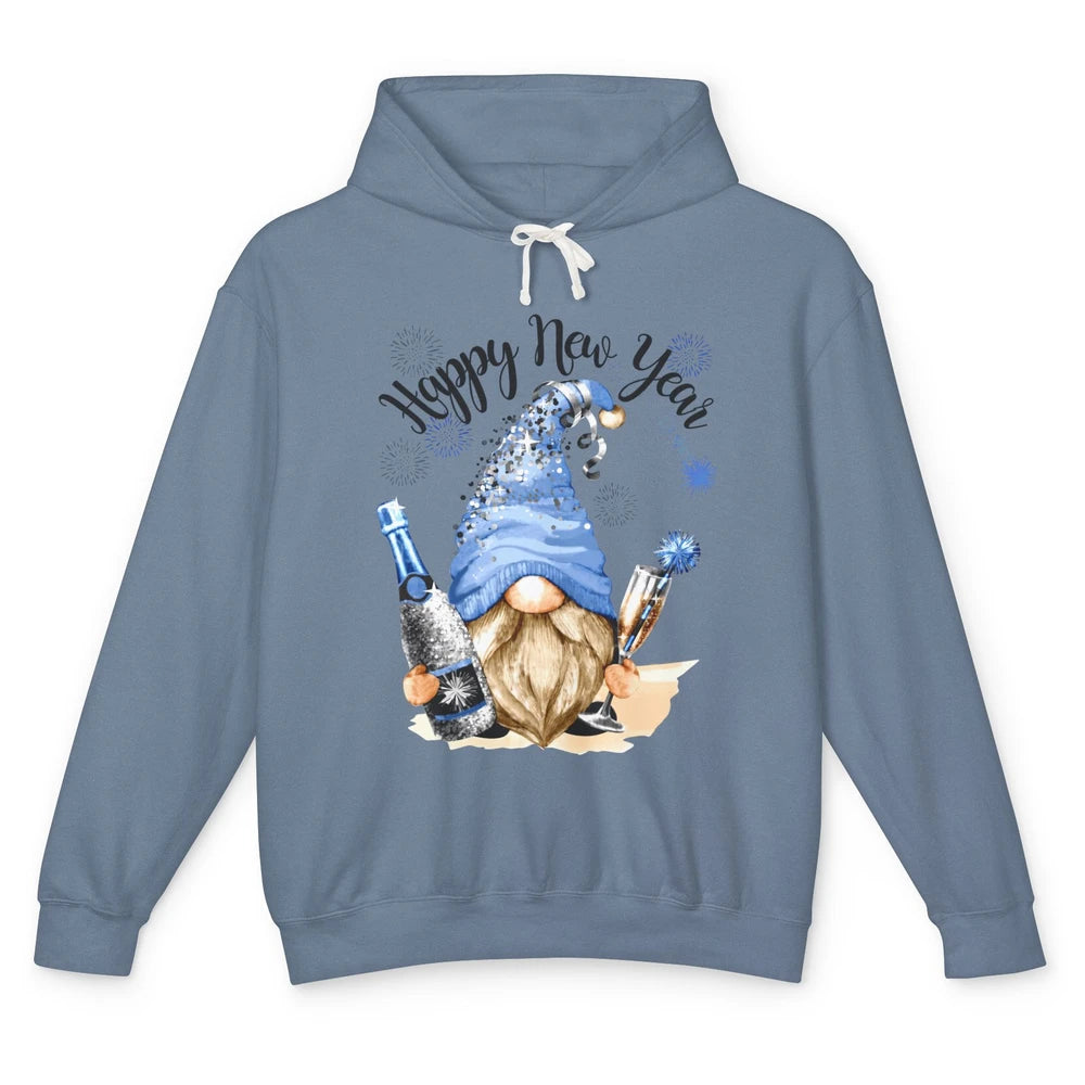 Happy New Year Gnome Champagne New Year Eve Cheer Gnomies Unisex Lightweight Hoodie