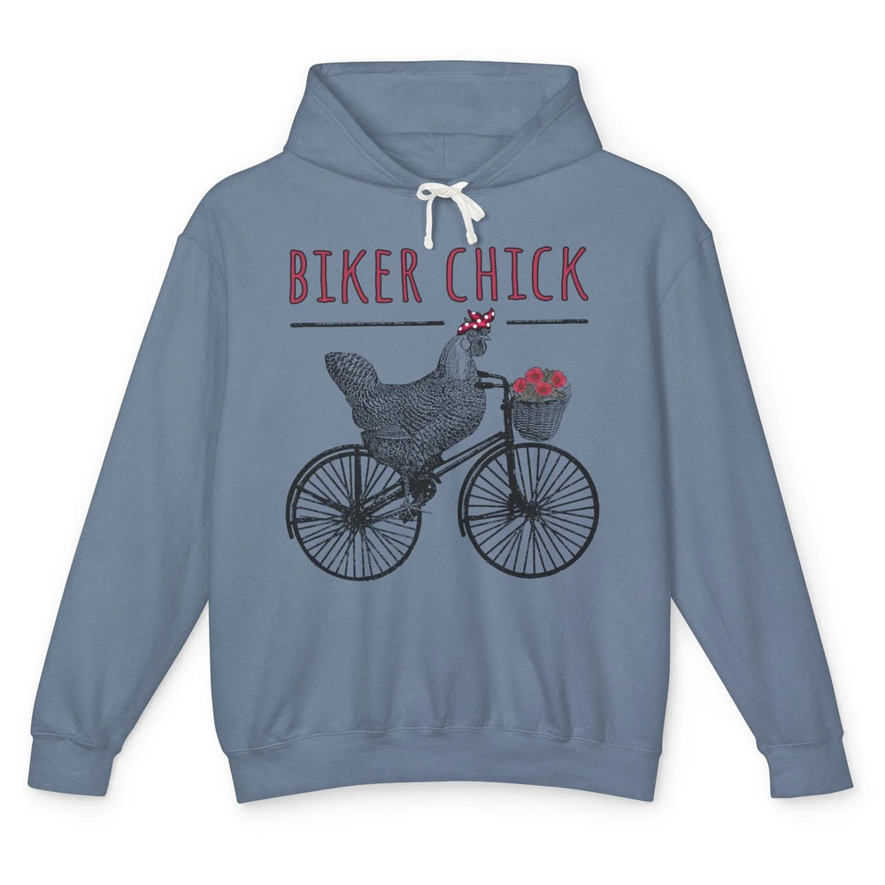 Biker Chick Funny Chicken Cycling Bicycle Women Biking Unisex Lightweight Hoodie