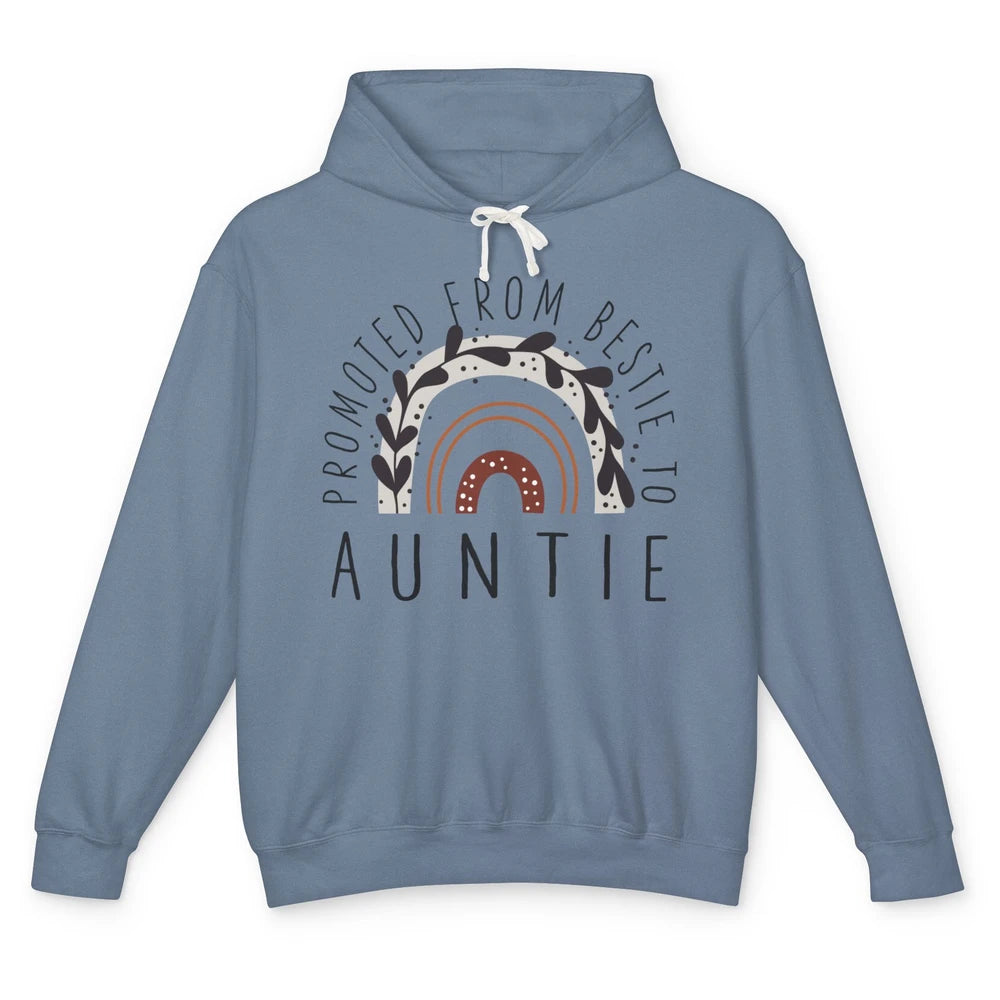 Rainbow Promoted From Bestie To Auntie Pregnancy Reveal Gift Unisex Lightweight Hoodie