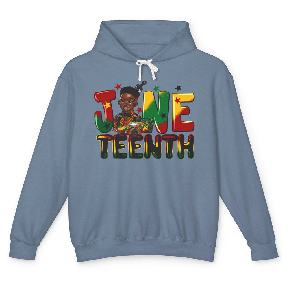 Juneteenth Little Black Boy Afro African Independence Day Unisex Lightweight Hoodie