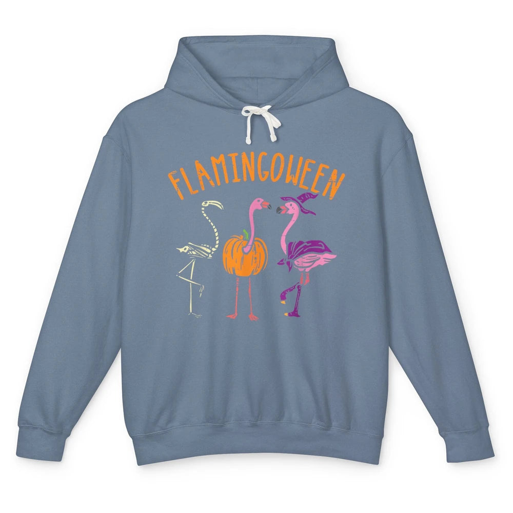 Funny Witch Flamingo Pumpkin Skeleton Halloween Spooky Boo Unisex Lightweight Hoodie