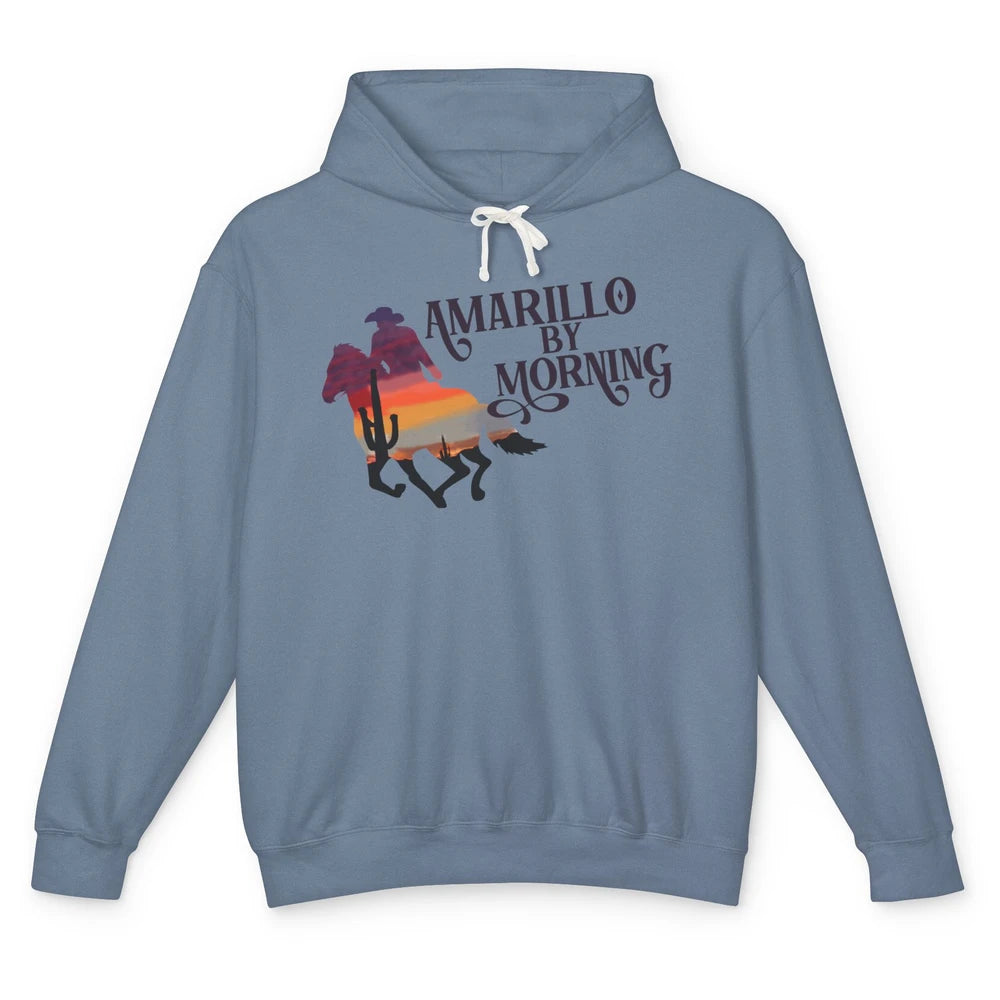 Retro Sunset Cowboy Amarillo By Morning Western Country Unisex Lightweight Hoodie