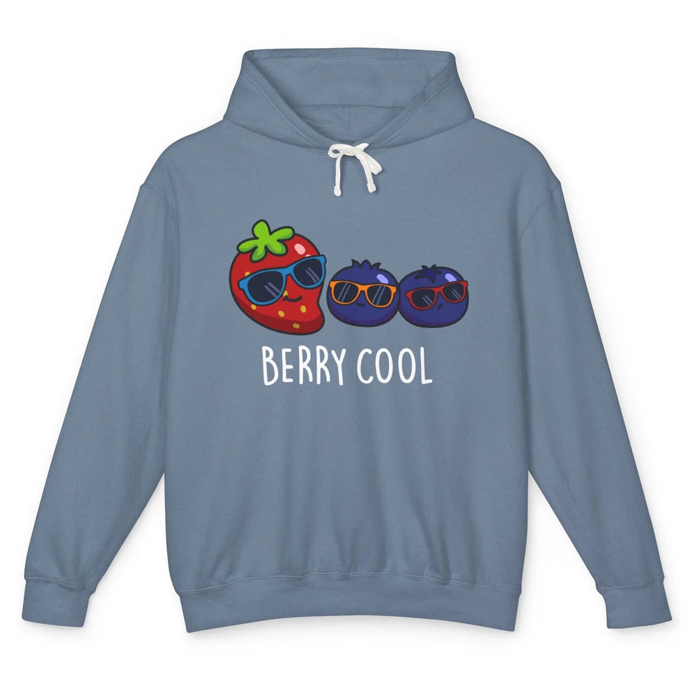 Berry Cool Funny Strawberry Pun Best Friend Summer Retro Unisex Lightweight Hoodie