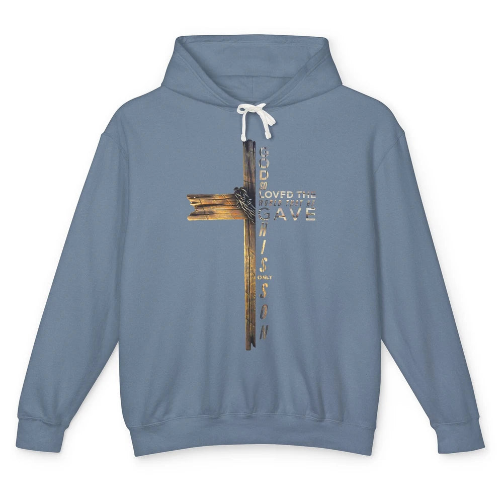 Cross Jesus Christian Bible Verse Religious Faith God Retro Unisex Lightweight Hoodie