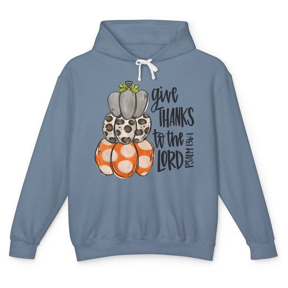 Retro Pumpkin Give Thanks To The Lord Christian Thanksgiving Unisex Lightweight Hoodie