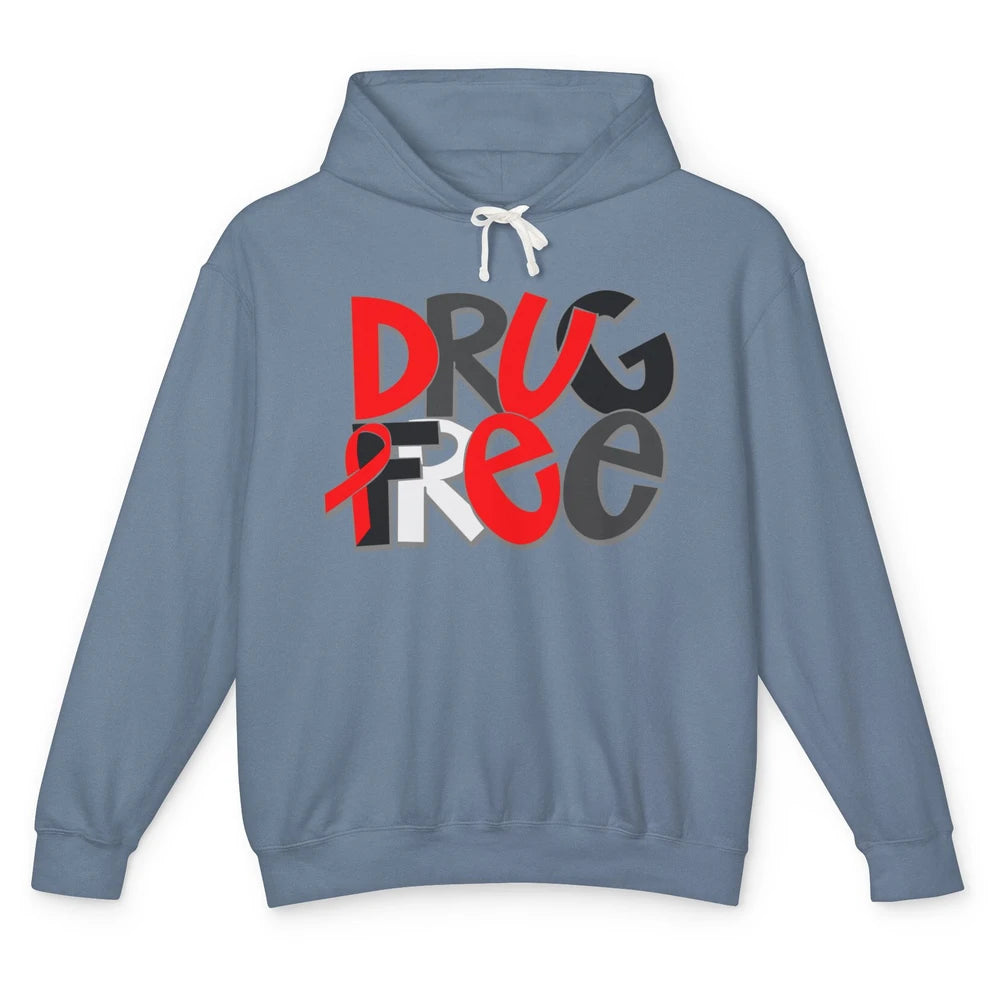 Red Ribbon Week Awareness Drug Free No Drug Red Ribbon Gift Unisex Lightweight Hoodie