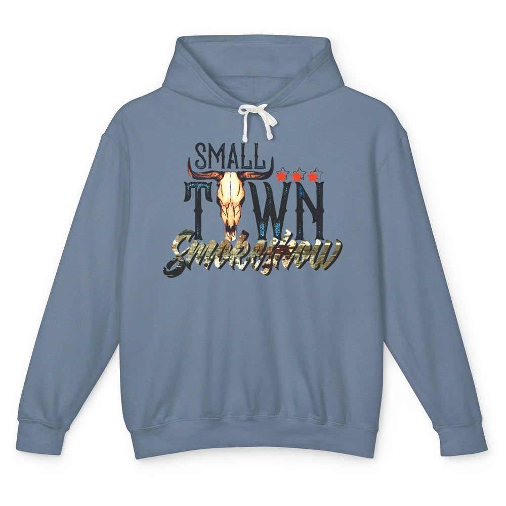 Boho Bull Skull Small Town Smokeshow Western Country Cowgirl Unisex Lightweight Hoodie