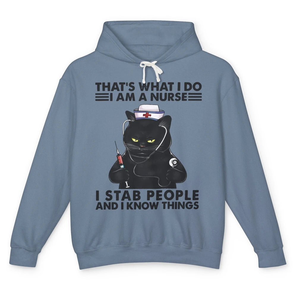 Black Cat That's What I Do I Am A Nurse Funny Nursing Life Unisex Lightweight Hoodie