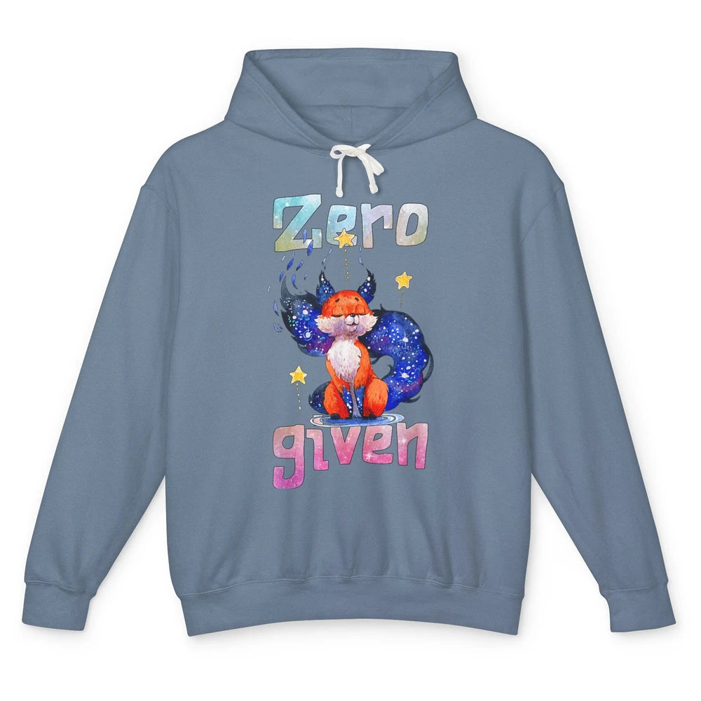 Funny Zero Fox Given Cute Watercolor Animal Sarcastic Foxes Unisex Lightweight Hoodie