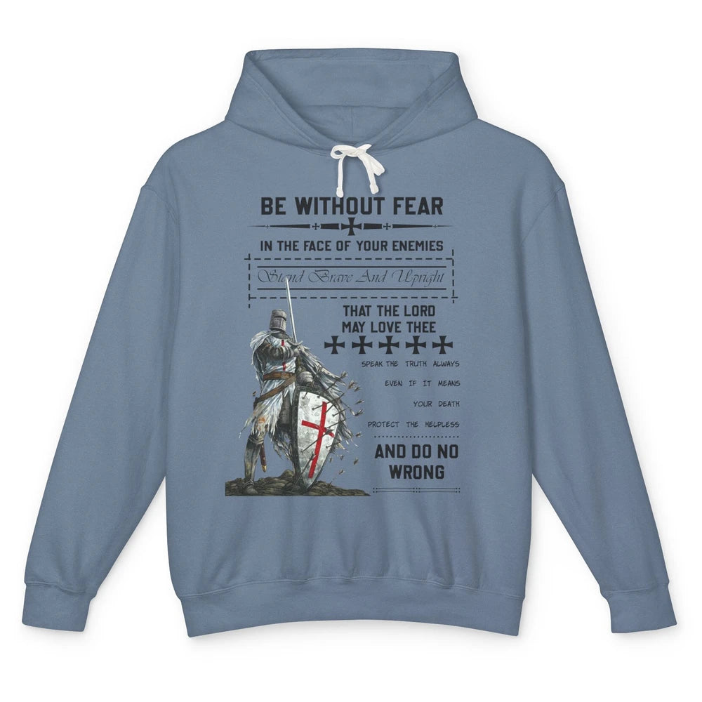 Knight Templar's Oath Be Without Fear In Your Enemies' Face Unisex Lightweight Hoodie