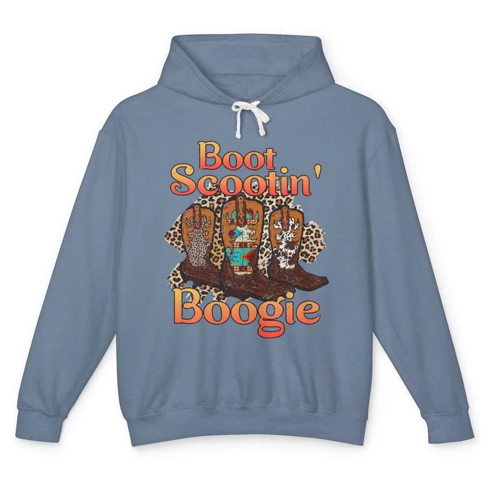 Leopard Cowboy Boots Scooting Boogie Western Country Cowgirl Unisex Lightweight Hoodie