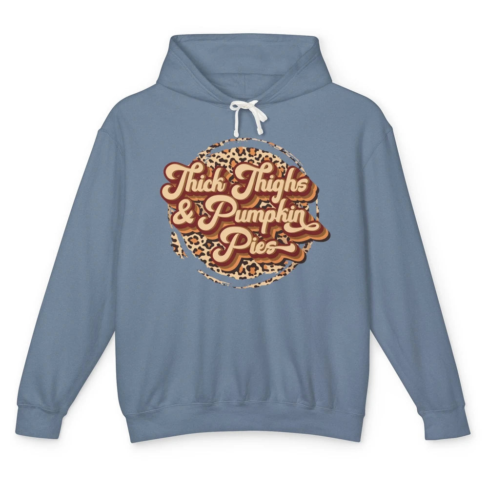 Leopard Thick Thighs and Pumpkin Pie Thanksgiving Halloween Unisex Lightweight Hoodie