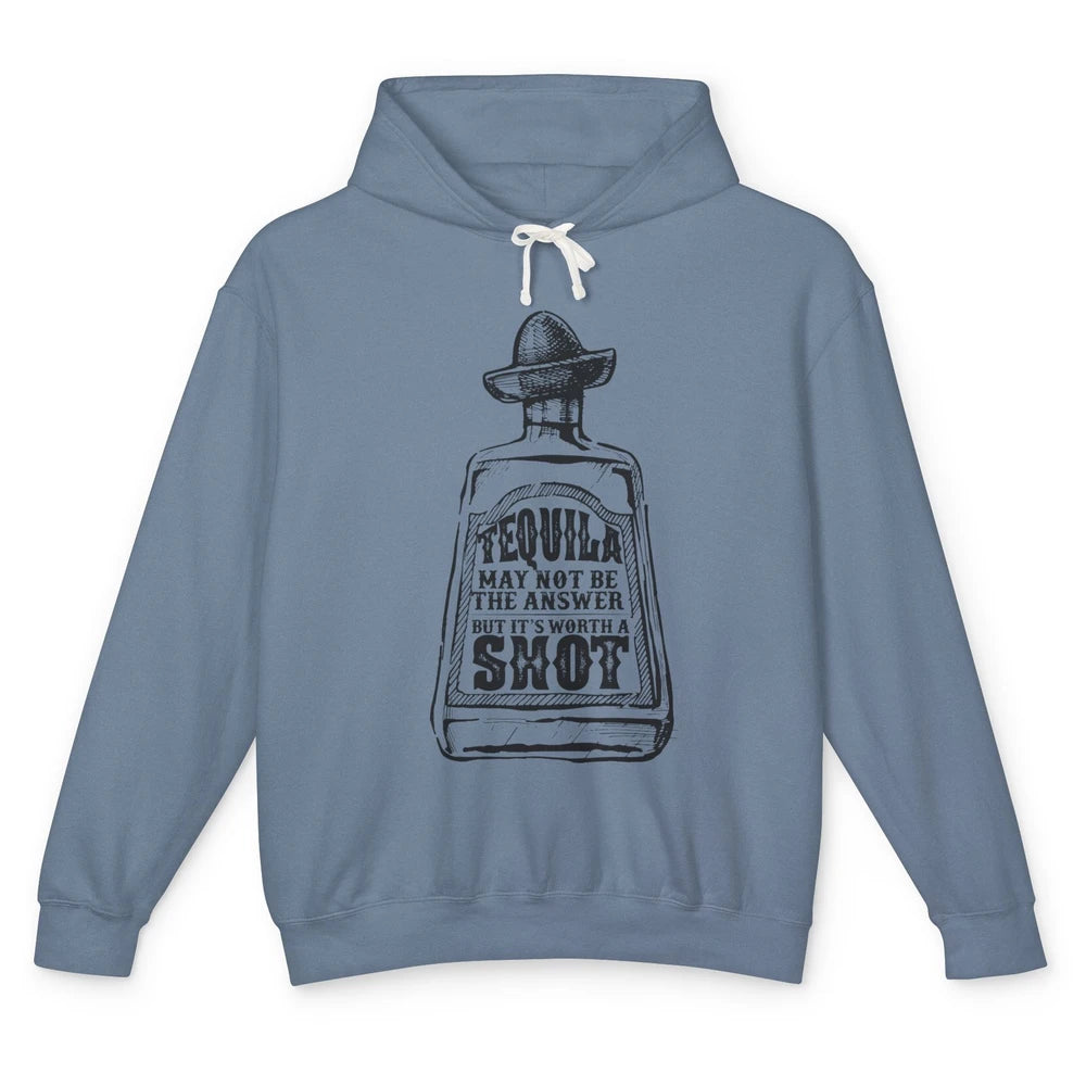 Retro Cowboy Hat Tequila May Not Be Answer Western Country Unisex Lightweight Hoodie