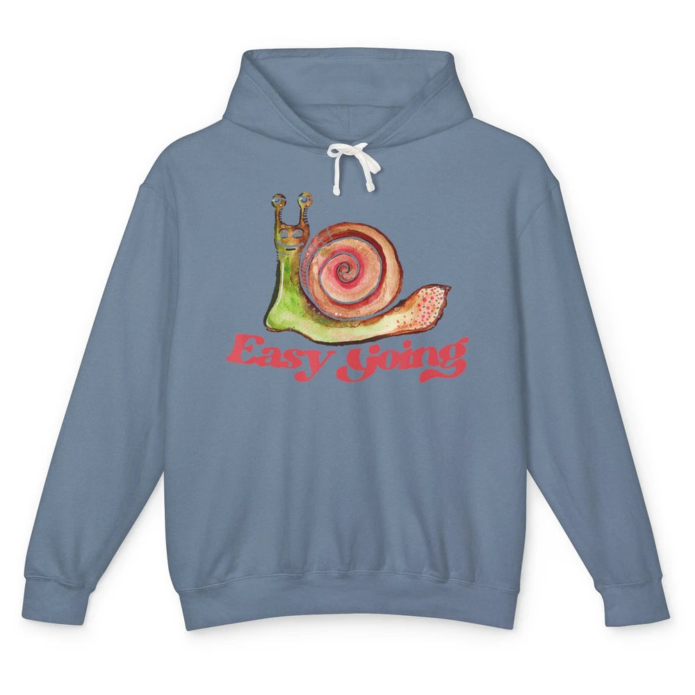 Funny Watercolor Easy Going Snails Pun Nature Animal Snail Unisex Lightweight Hoodie