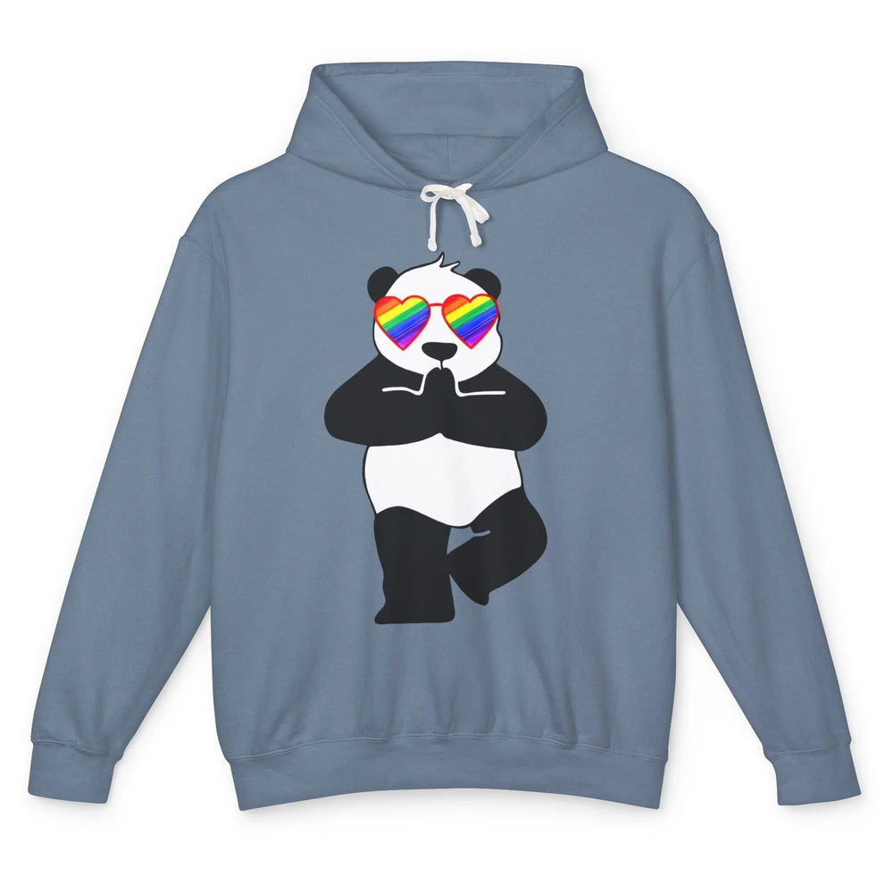 Yoga Panda LGBT Gay Pride Month Rainbow Sunglasses Love Unisex Lightweight Hoodie