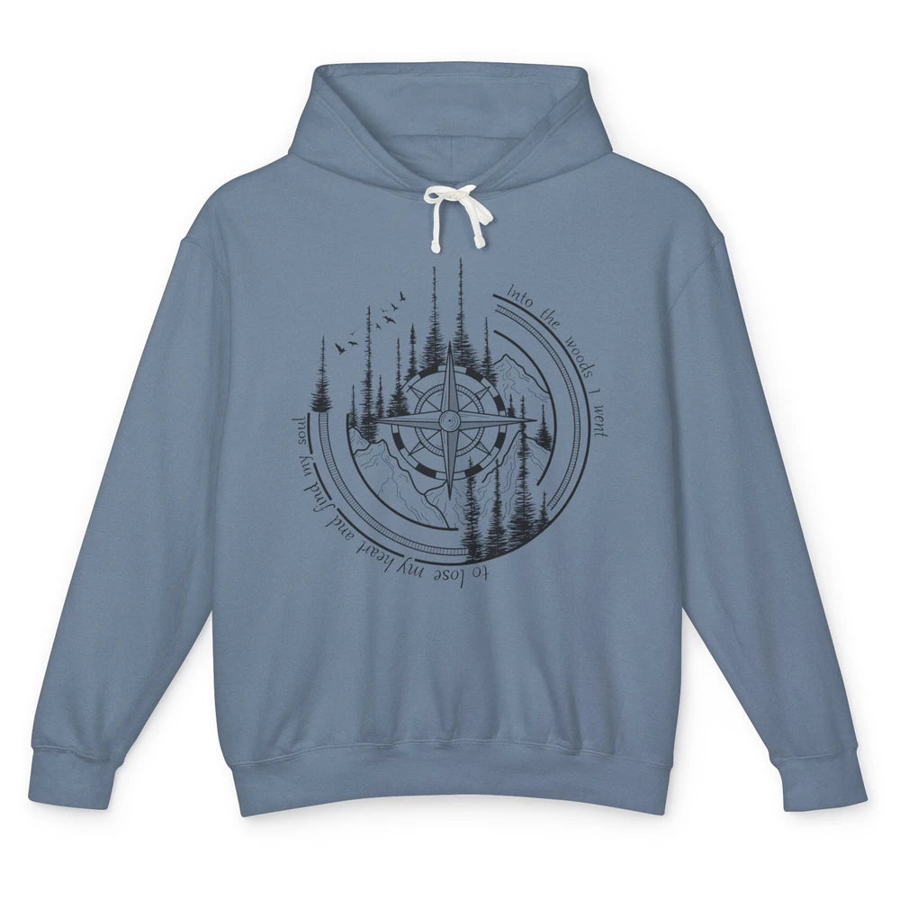 Mountain Compass Into The Woods I Went Outdoor Adventures Unisex Lightweight Hoodie