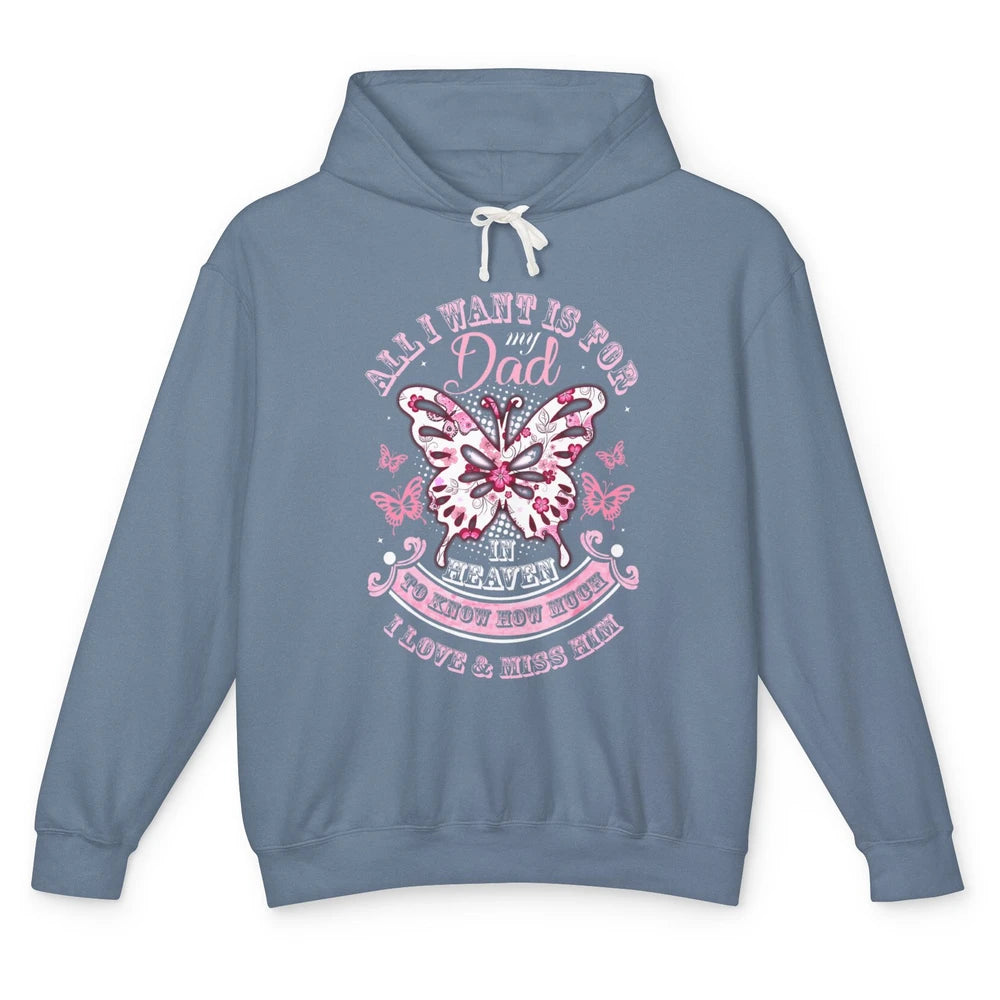 Heaven Beautiful Dad In Heaven Angel Butterfly Papa Guardian Unisex Lightweight Hoodie