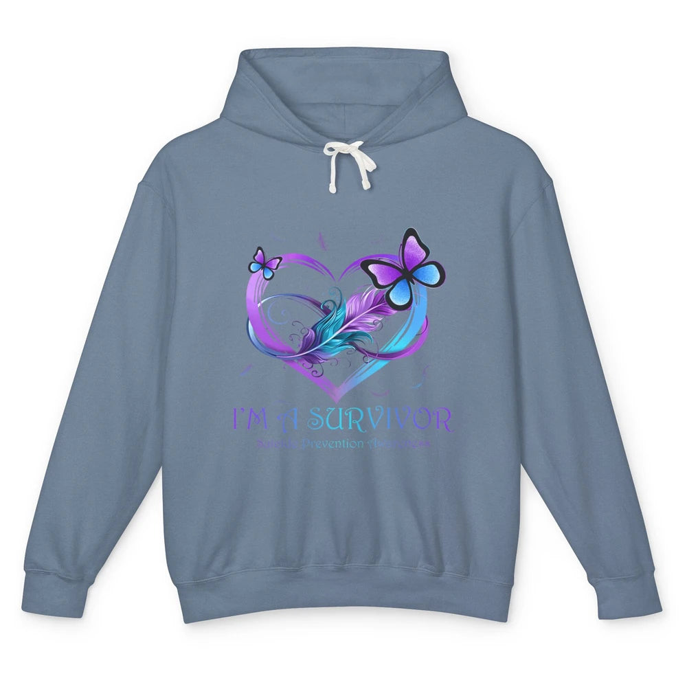 Survivor Purple Teal Heart Love Suicide Prevention Awareness Unisex Lightweight Hoodie