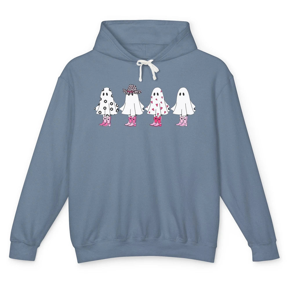 Cute Pink Cowboy Ghost Spooky Boo Daisy Western Halloween Unisex Lightweight Hoodie