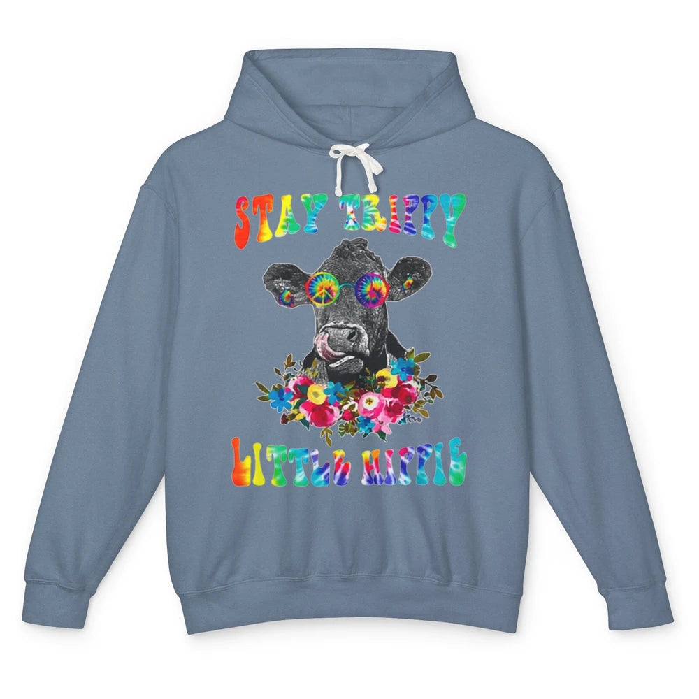 Stay Trippy Little Hippie Heifer Licking Highland Cow Peace Unisex Lightweight Hoodie