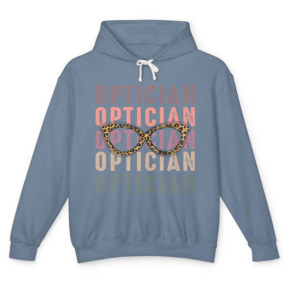 Retro Optometrist Leopard Eyeglasses Optician Ophthalmology Unisex Lightweight Hoodie