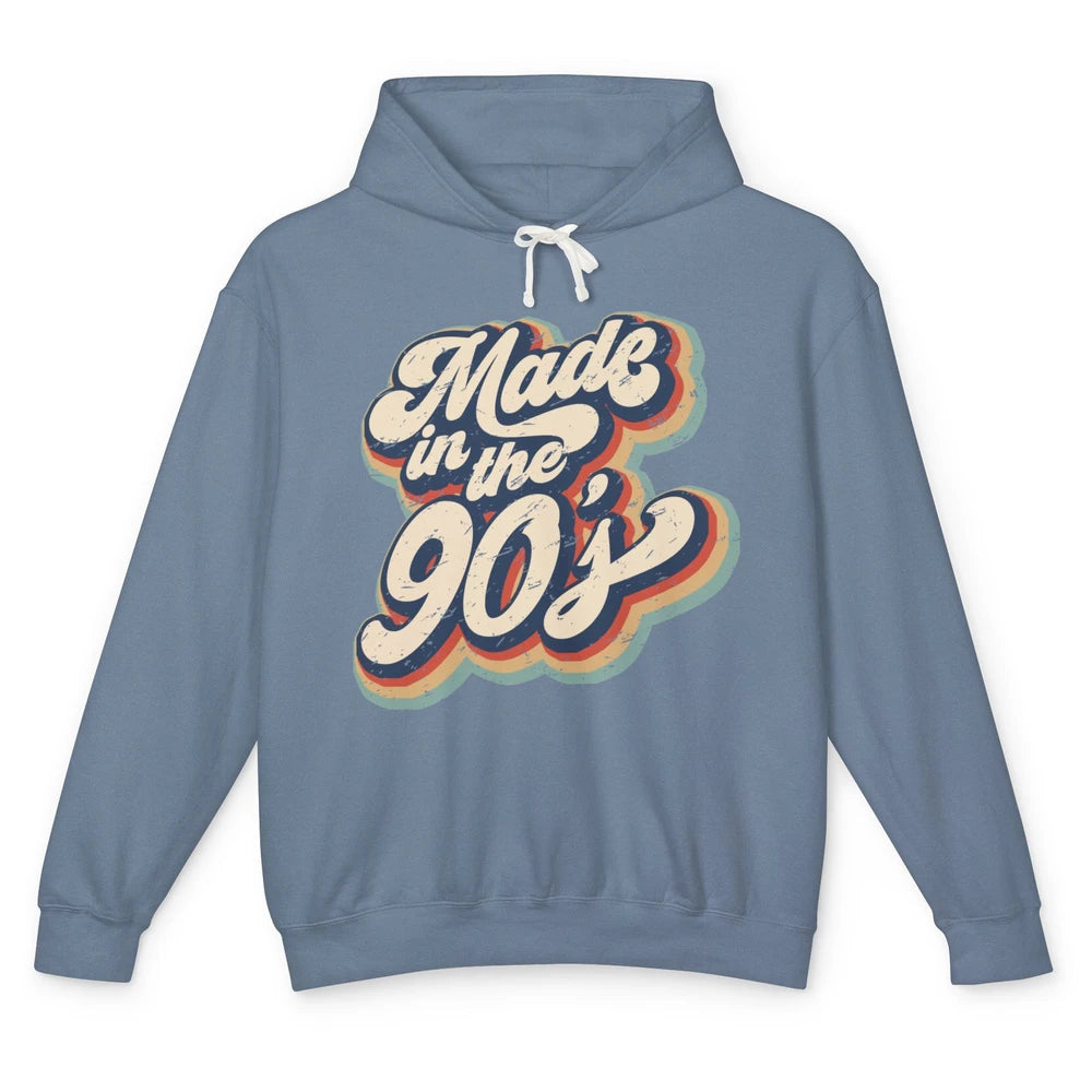 Retro Vintage Made In The 90's 1990s Born Birthday Day Gift Unisex Lightweight Hoodie