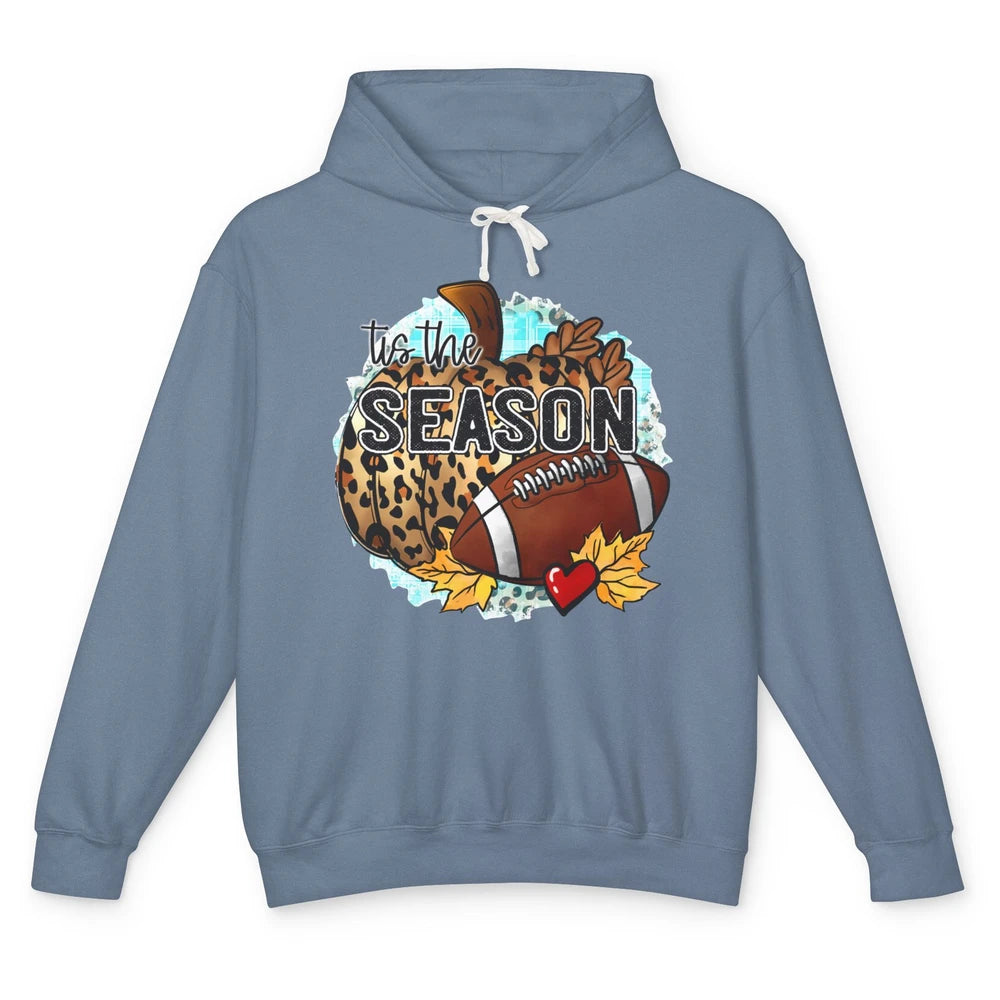 Leopard Football Pumpkin Tis The Season Fall Leaves Autumn Unisex Lightweight Hoodie