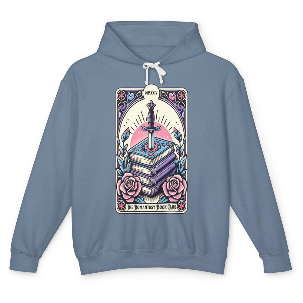 Romantasy Book Club Pastel Tarot Card Sword Floral Reading Books Bookish Bookworm Unisex Lightweight Hoodie