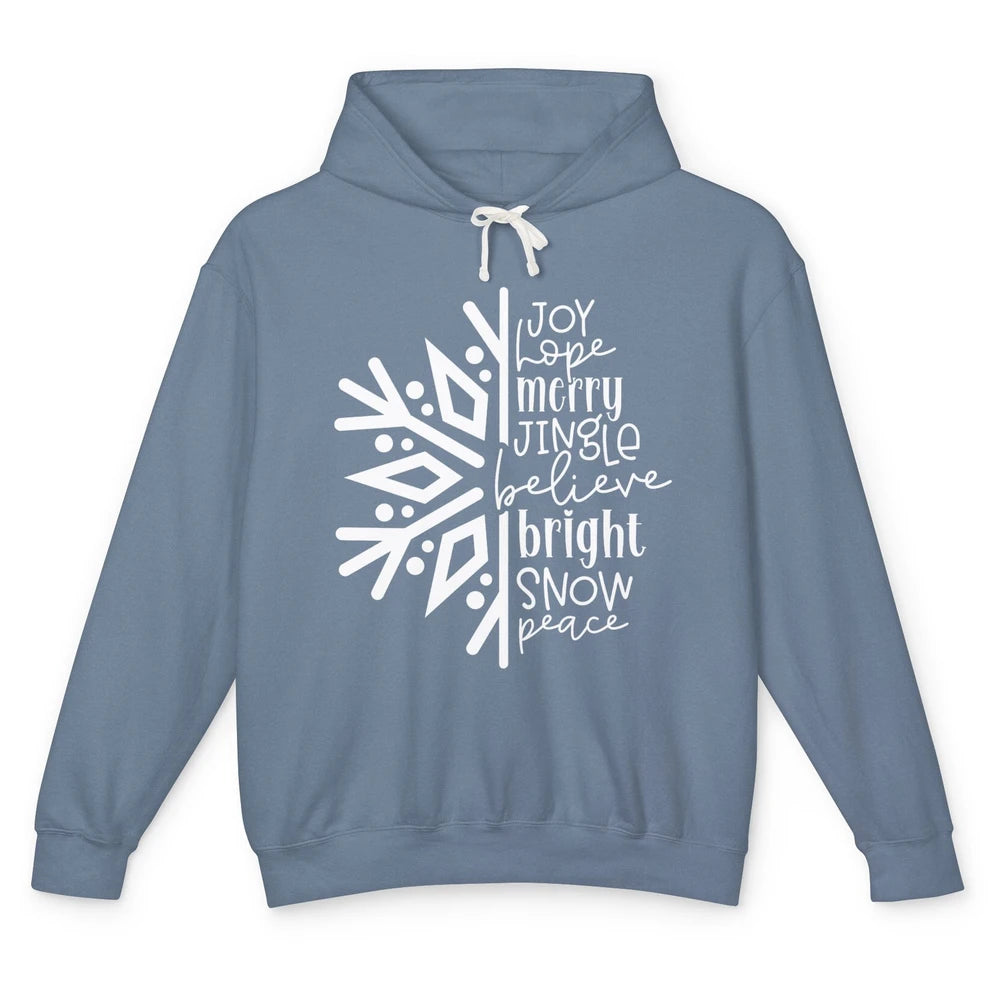 Snowflakes Christmas Joy Hope Merry Jungle Christmas Lovers Unisex Lightweight Hoodie