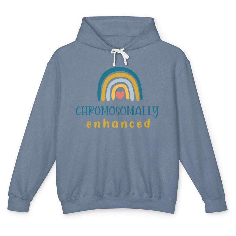 Chromosomes Enhanced Rainbow Down Syndrome T21 Warriors Unisex Lightweight Hoodie