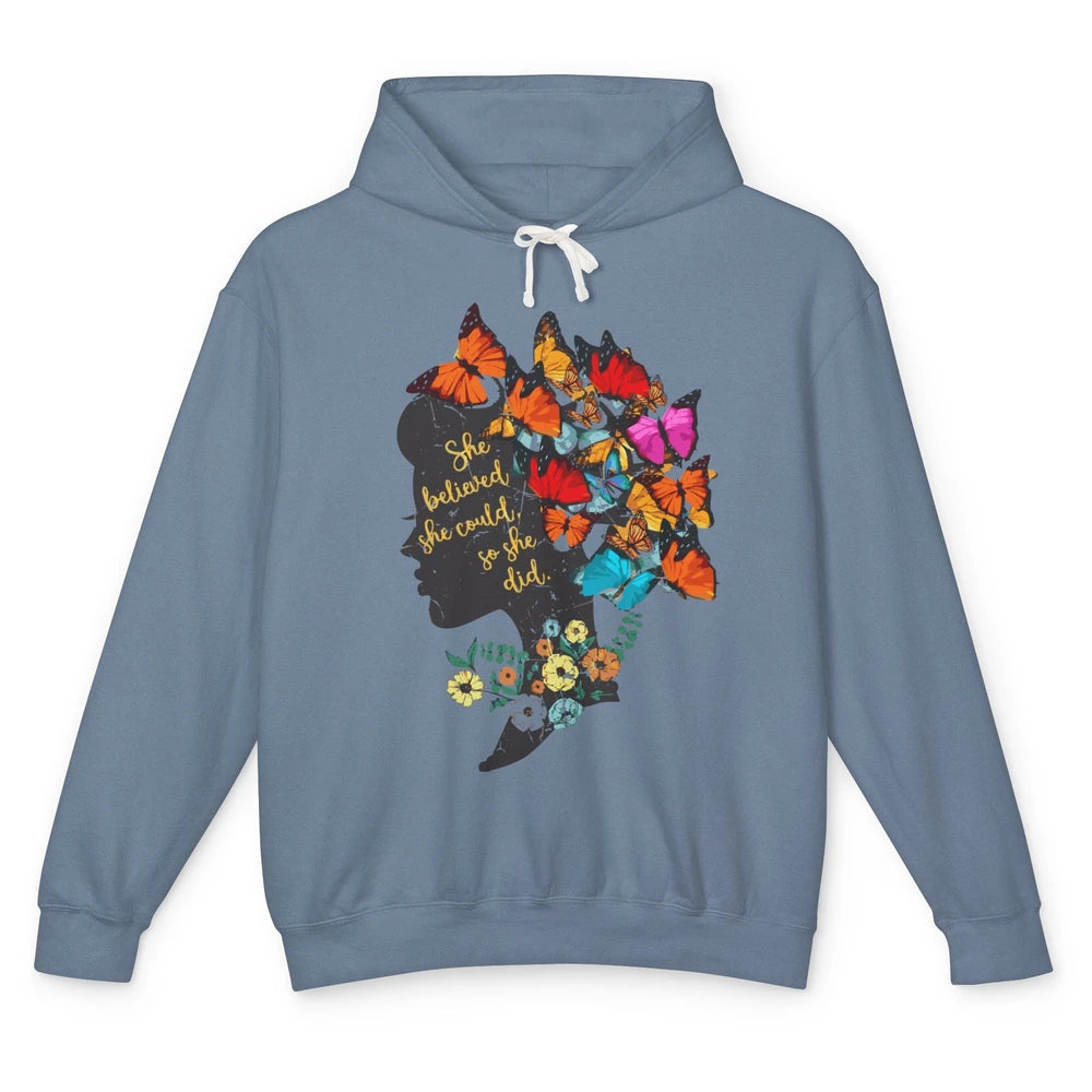 Floral Women Butterfly Inspirational Saying Mental Health Unisex Lightweight Hoodie