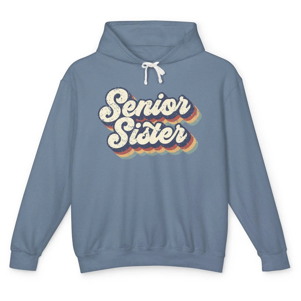 Retro Senior Sister Class Of 2022 Graduate Sister Gift Unisex Lightweight Hoodie