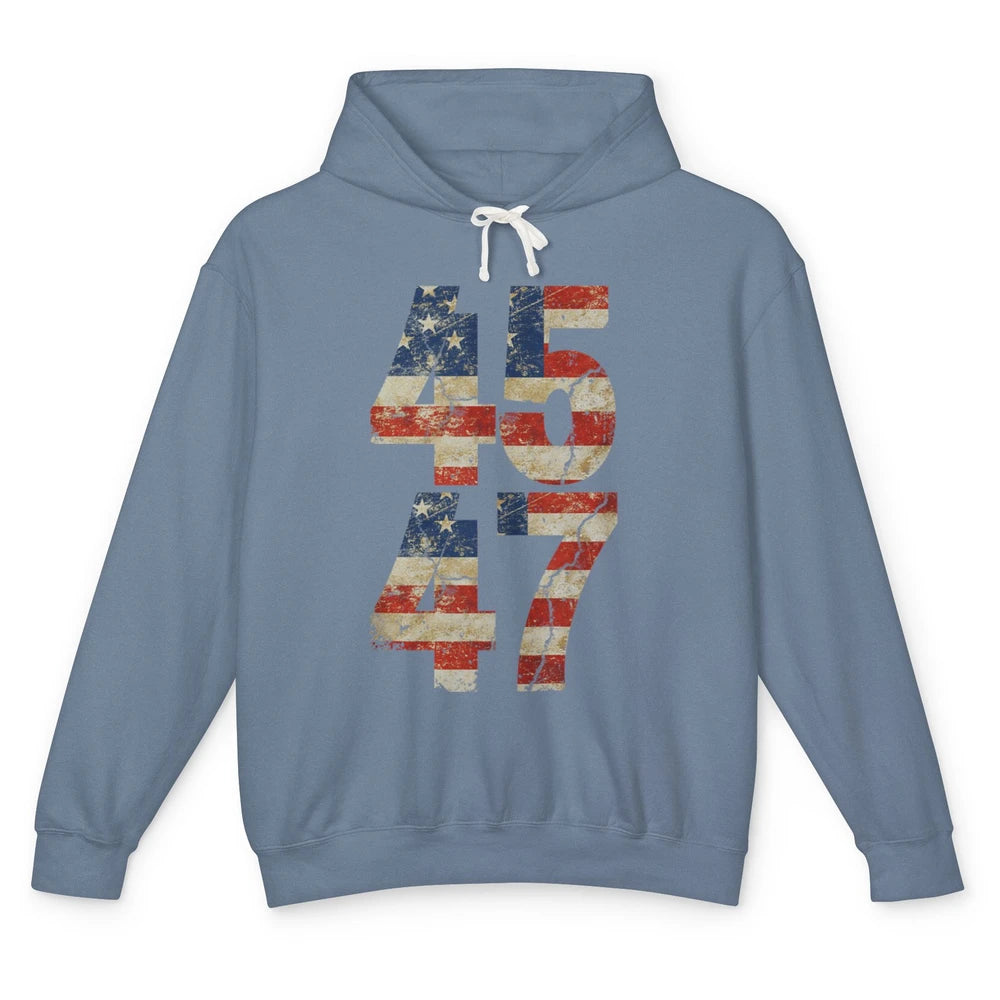 Retro 45 47 Vote Donald Trump Save America Again Republican Unisex Lightweight Hoodie