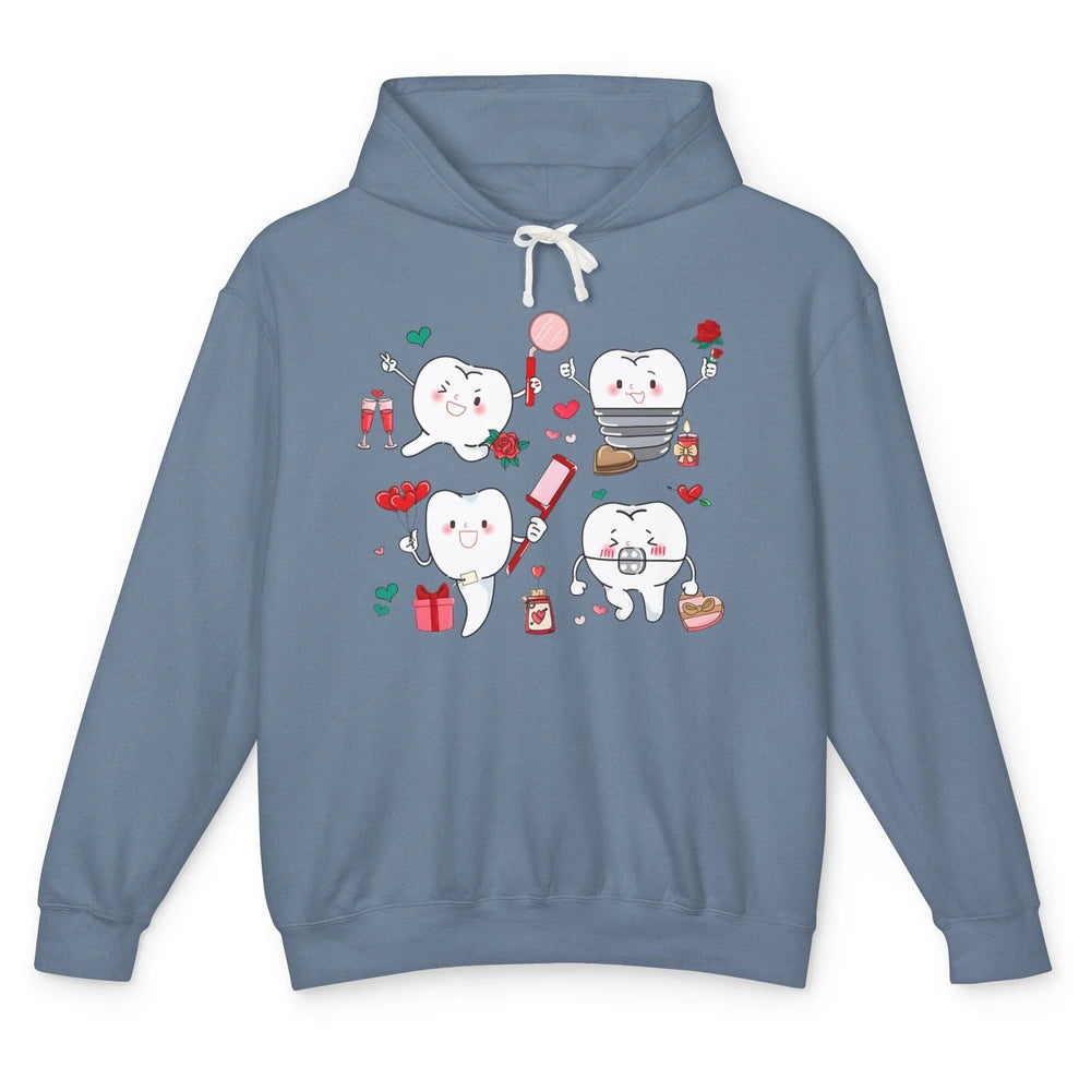 Dental Hygienist Dentist Teeth Squad Love Valentines Day Unisex Lightweight Hoodie