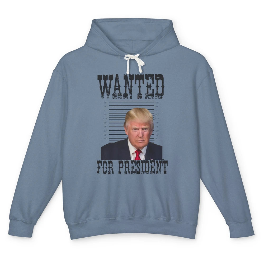 Wanted For President Support Trump 2024 Back Anti Biden Unisex Lightweight Hoodie