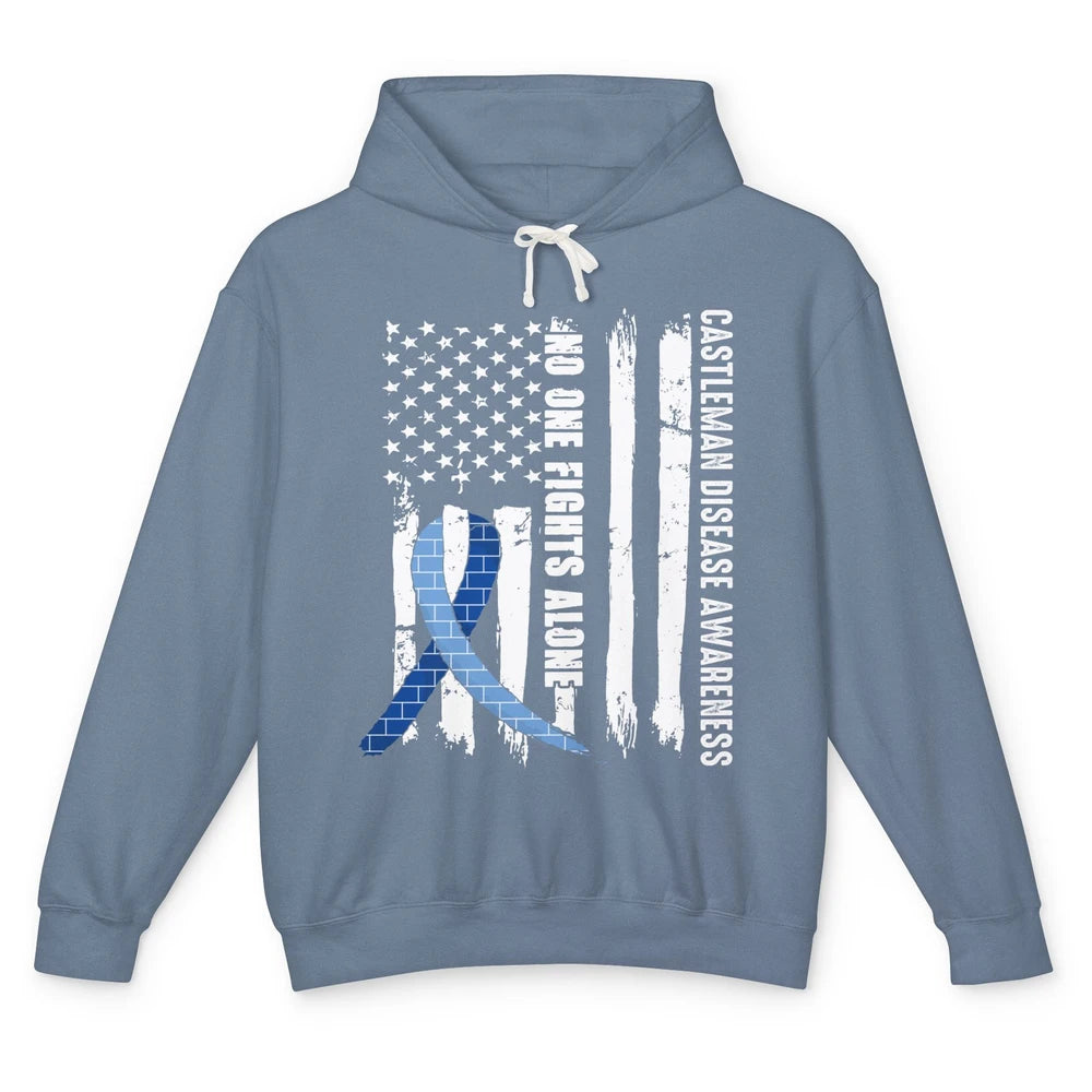 Castleman Disease Awareness Blue Ribbon No One Fight Alone Unisex Lightweight Hoodie