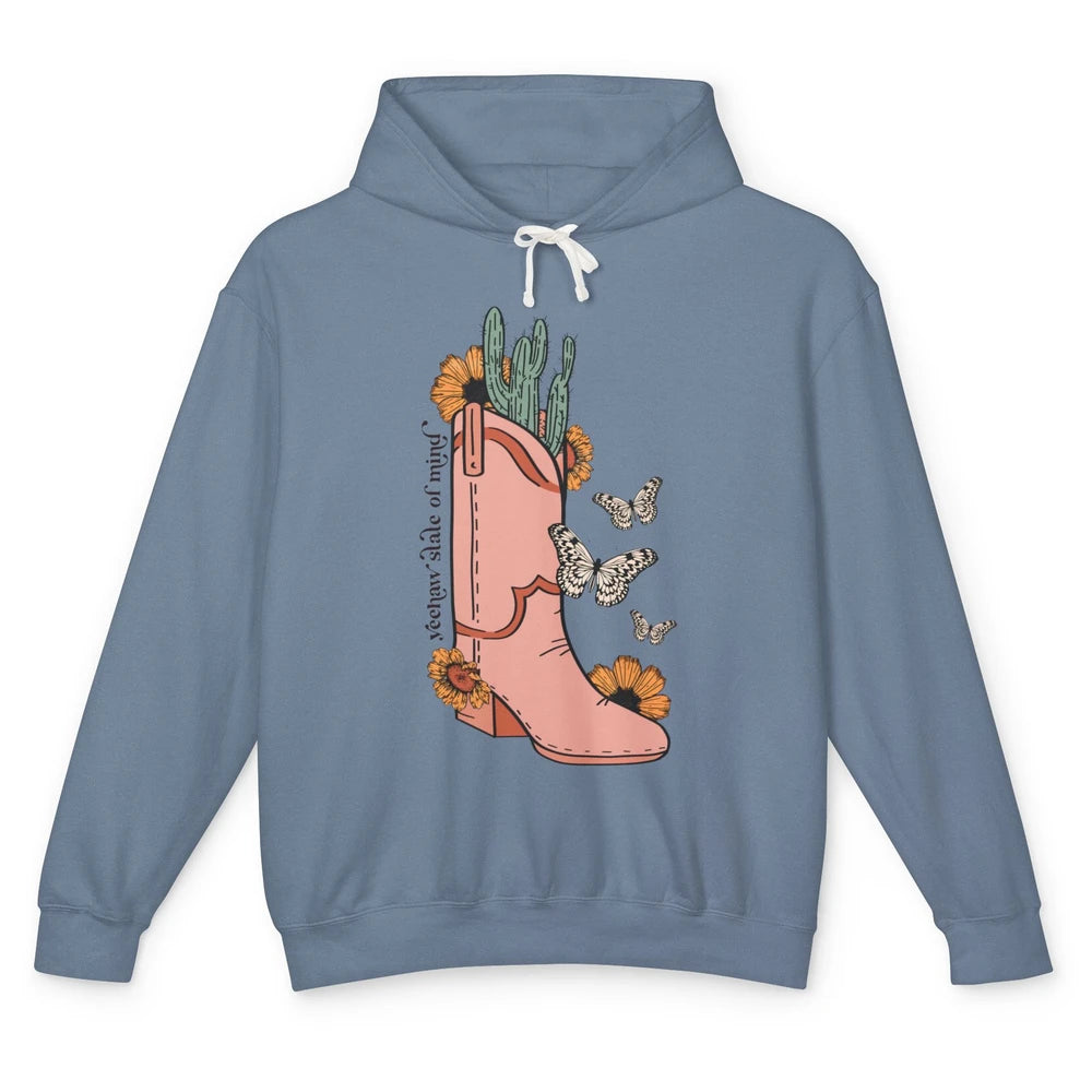 Yeehaw State of Mind Western Cowgirl Boot Desert Sunflower Unisex Lightweight Hoodie