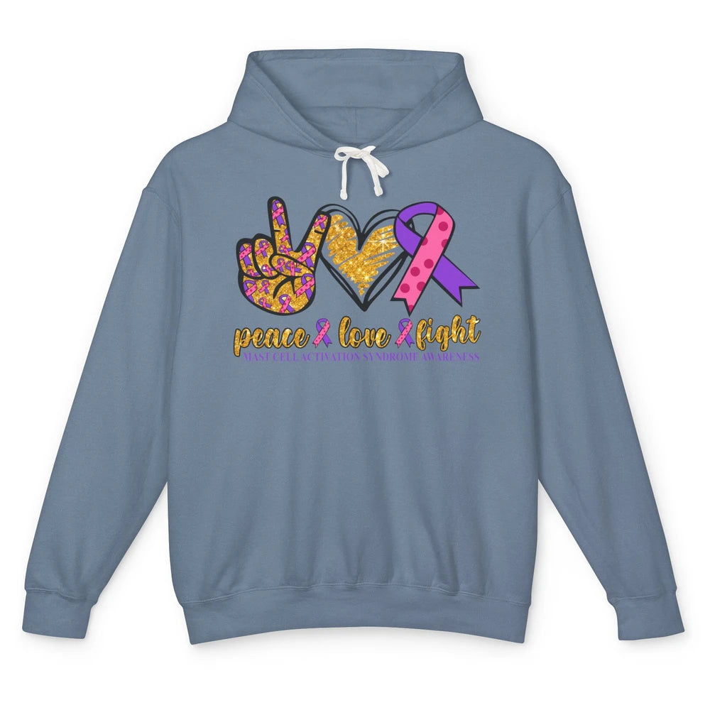 Mast Cell Activation Syndrome Awareness Peace Love Fight Unisex Lightweight Hoodie