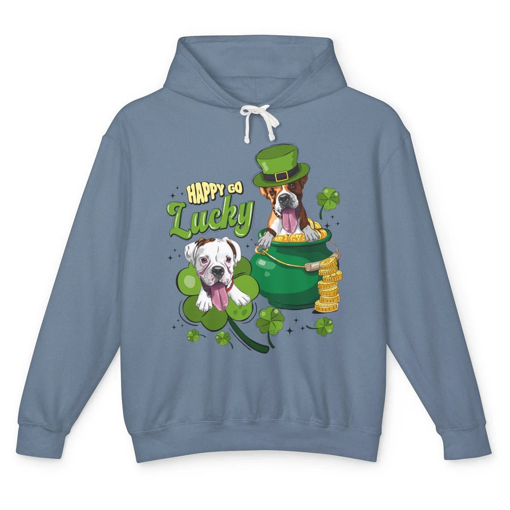 Happy Go Lucky Boxer St Patrick's Day Lucky Boxer Dog Irish Unisex Lightweight Hoodie