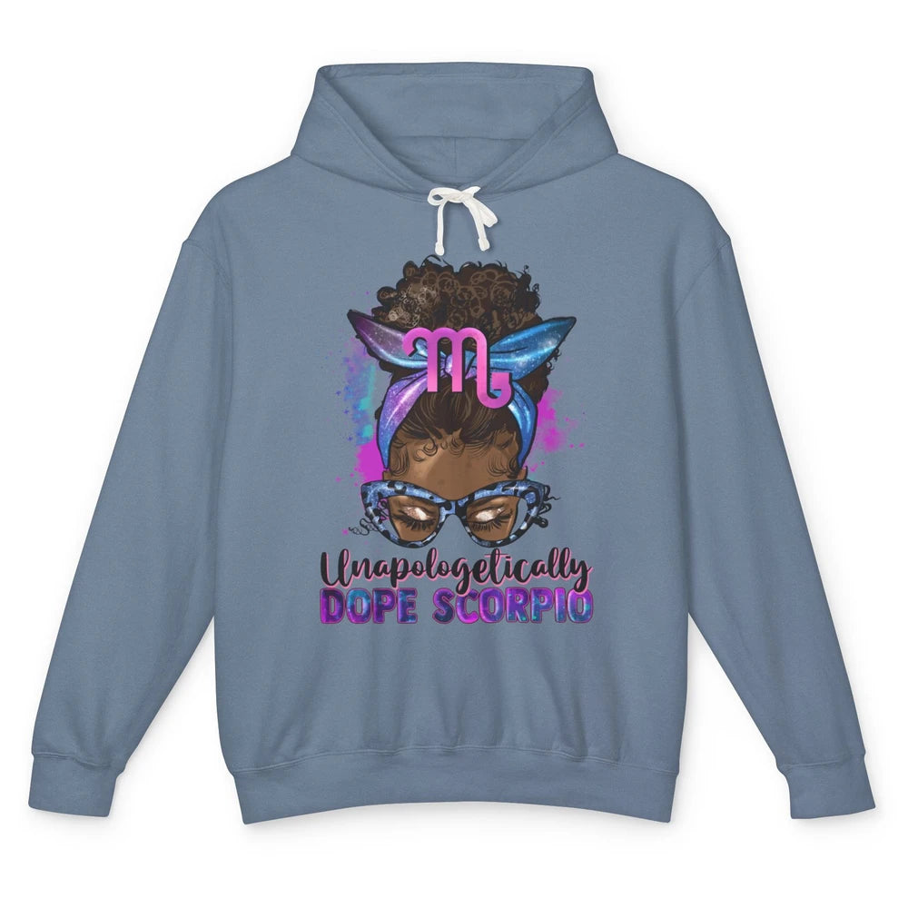 Afro Scorpio Queen Galaxy Horoscope Messy Hair Black Woman Unisex Lightweight Hoodie