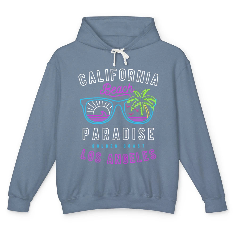 California Beach Paradise Los Angeles Golden Coast Neon 80s Unisex Lightweight Hoodie