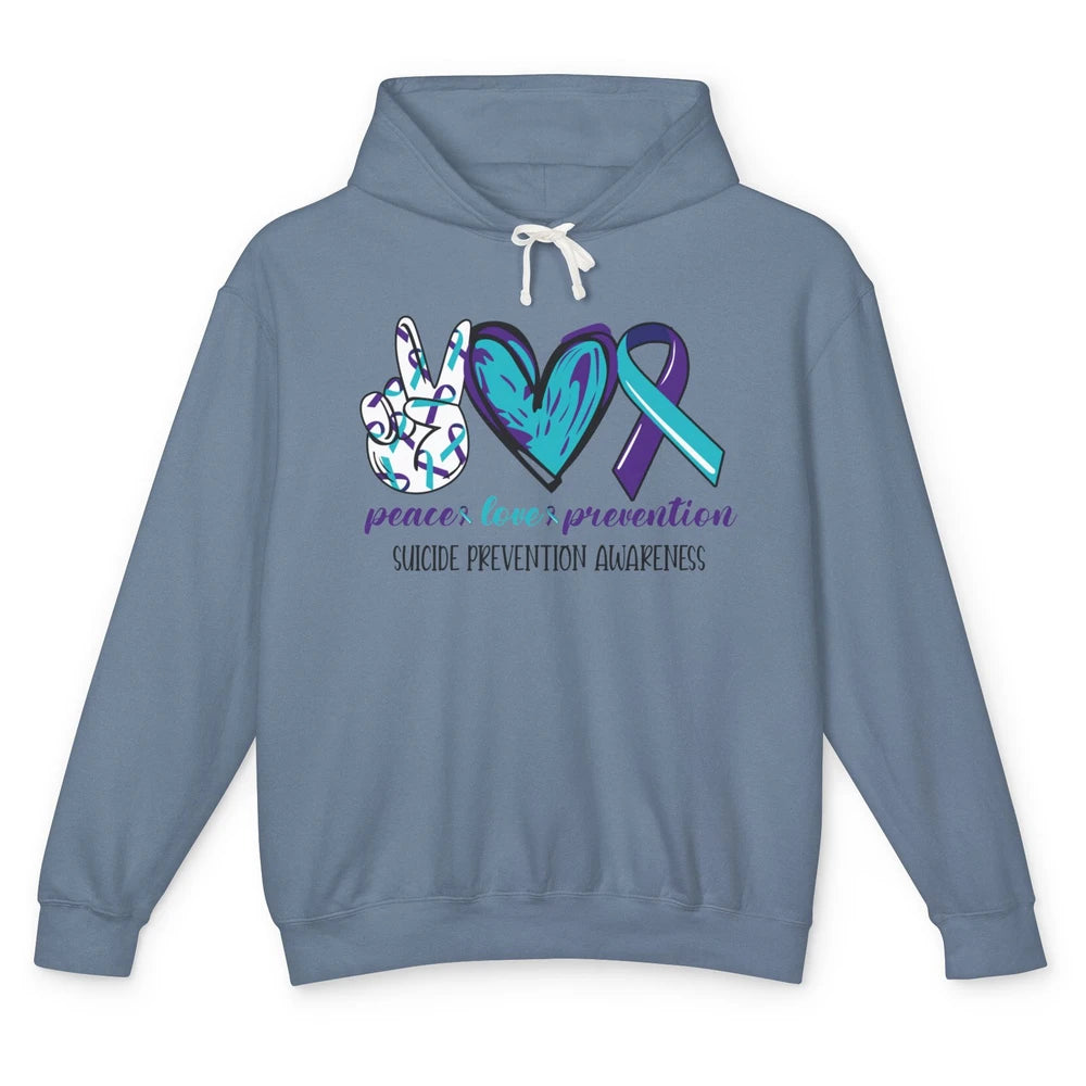 Suicide Prevention Awareness Ribbon Peace Love Prevention Unisex Lightweight Hoodie