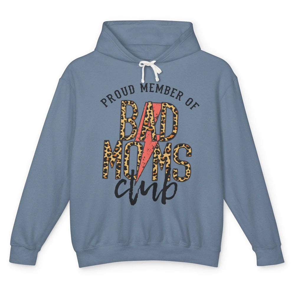 Leopard Proud Member Of Bad Moms Club Lightning Bolt Western Unisex Lightweight Hoodie