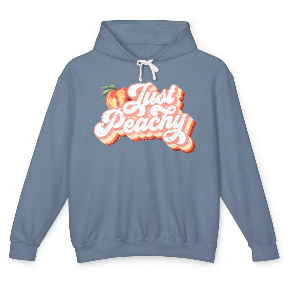 Just Peachy Retro 70s Georgia Peaches Summer Fruit Unisex Lightweight Hoodie