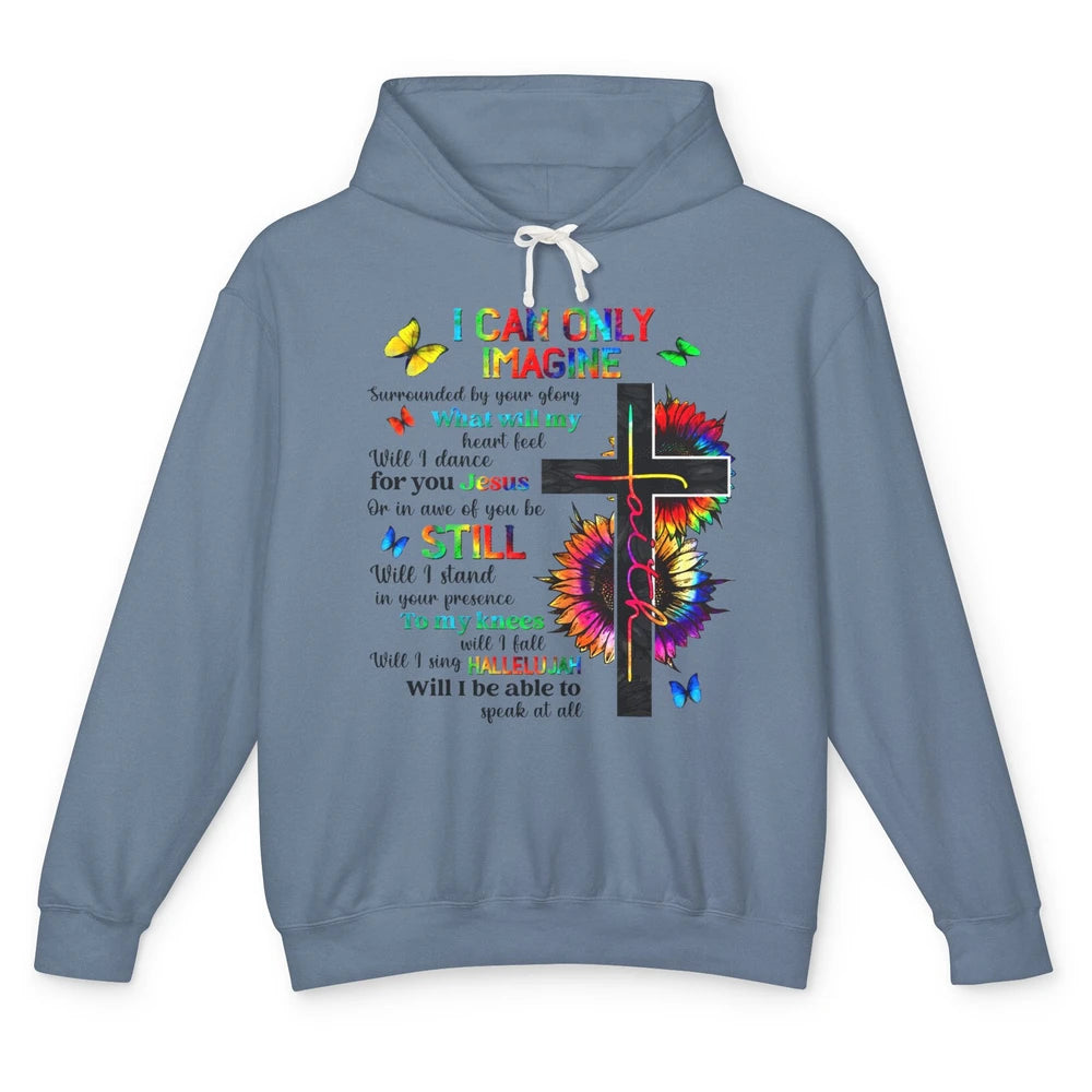 Jesus Cross Butterfly I Can Imagine Christian Religious Unisex Lightweight Hoodie